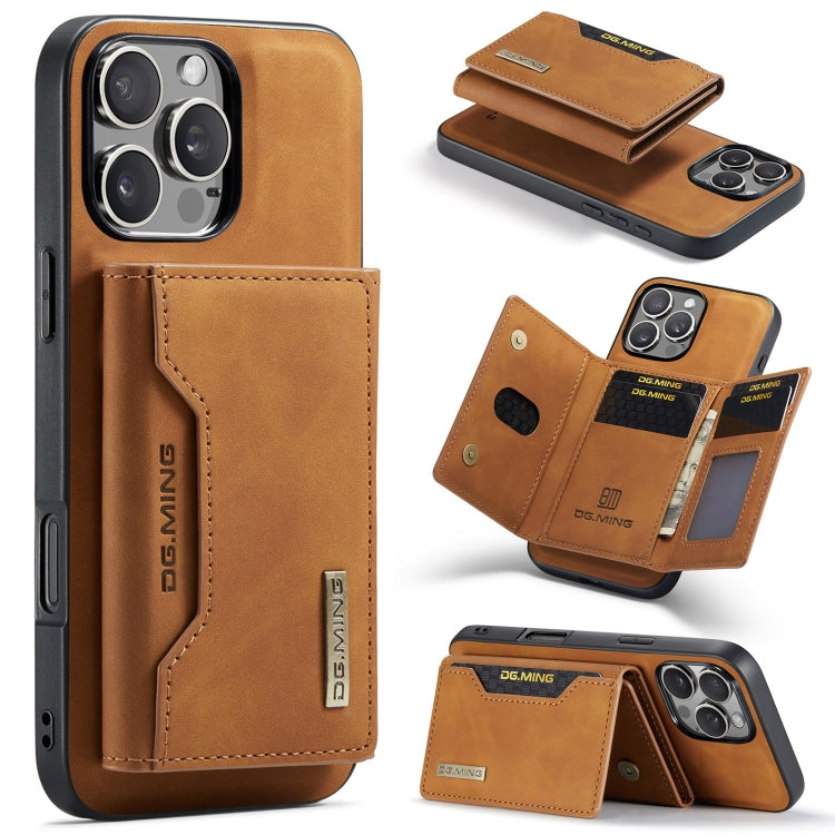 For iPhone 16 Pro DG.MING M2 Series 3-Fold Card Bag Wallet Leather Phone Case(Brown) - iPhone 16 Pro Cases by DG.MING | Online Shopping UK | buy2fix