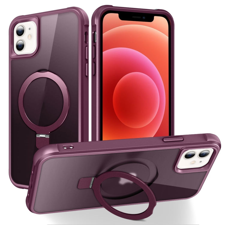 For iPhone 12 / 12 Pro MagSafe Magnetic Holder Phone Case(Wine Red) - iPhone 12 / 12 Pro Cases by buy2fix | Online Shopping UK | buy2fix