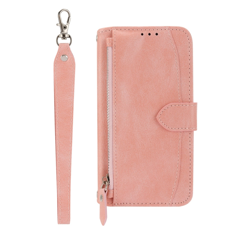 For iPhone SE 2024 Oil Skin Zipper Wallet Leather Phone Case(Pink) - More iPhone Cases by buy2fix | Online Shopping UK | buy2fix