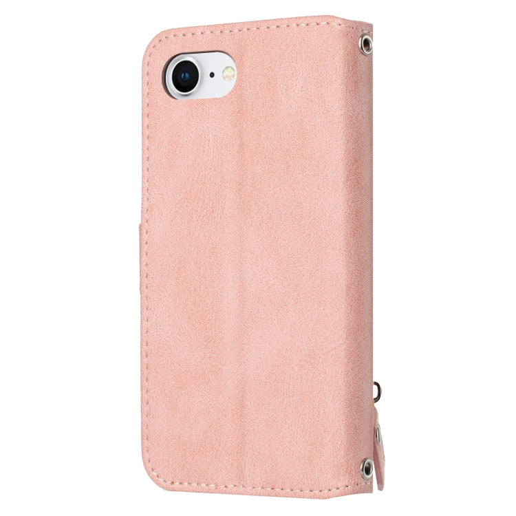 For iPhone SE 2024 Oil Skin Zipper Wallet Leather Phone Case(Pink) - More iPhone Cases by buy2fix | Online Shopping UK | buy2fix