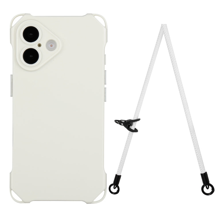 For iPhone 16 Four-corner Shockproof TPU Phone Case with Lanyard(White) - iPhone 16 Cases by buy2fix | Online Shopping UK | buy2fix