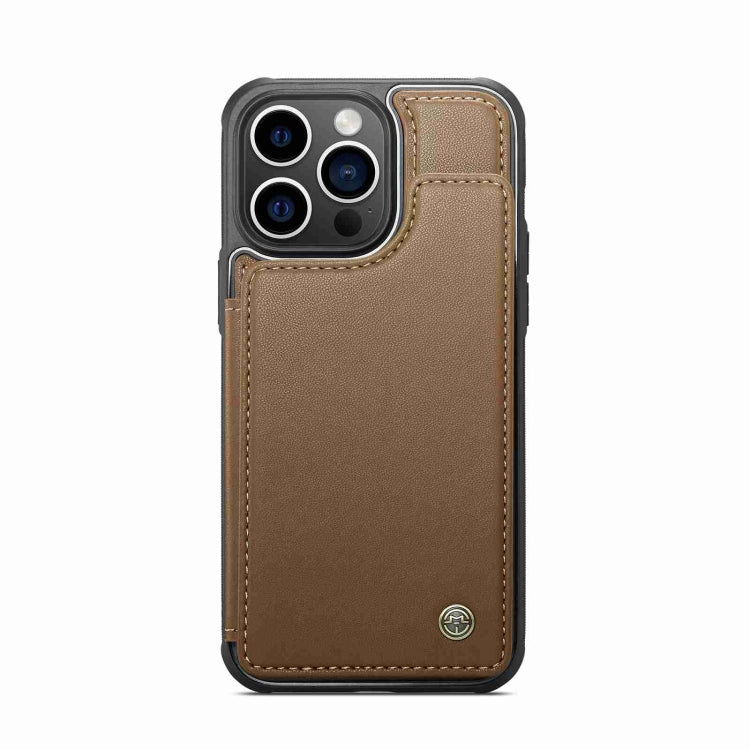 For iPhone 15 Pro CaseMe C22 Card Slots Holder RFID Anti-theft Phone Case(Brown) - iPhone 15 Pro Cases by CaseMe | Online Shopping UK | buy2fix