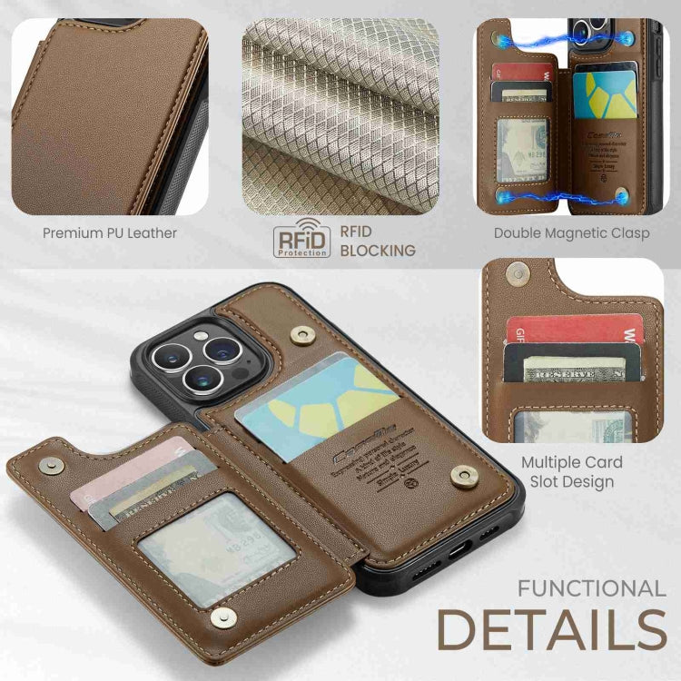 For iPhone 15 Pro CaseMe C22 Card Slots Holder RFID Anti-theft Phone Case(Brown) - iPhone 15 Pro Cases by CaseMe | Online Shopping UK | buy2fix