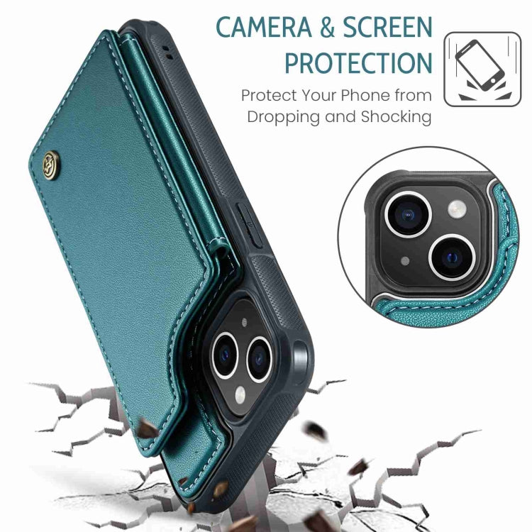 For iPhone 15 CaseMe C22 Card Slots Holder RFID Anti-theft Phone Case(Blue Green) - iPhone 15 Pro Cases by CaseMe | Online Shopping UK | buy2fix