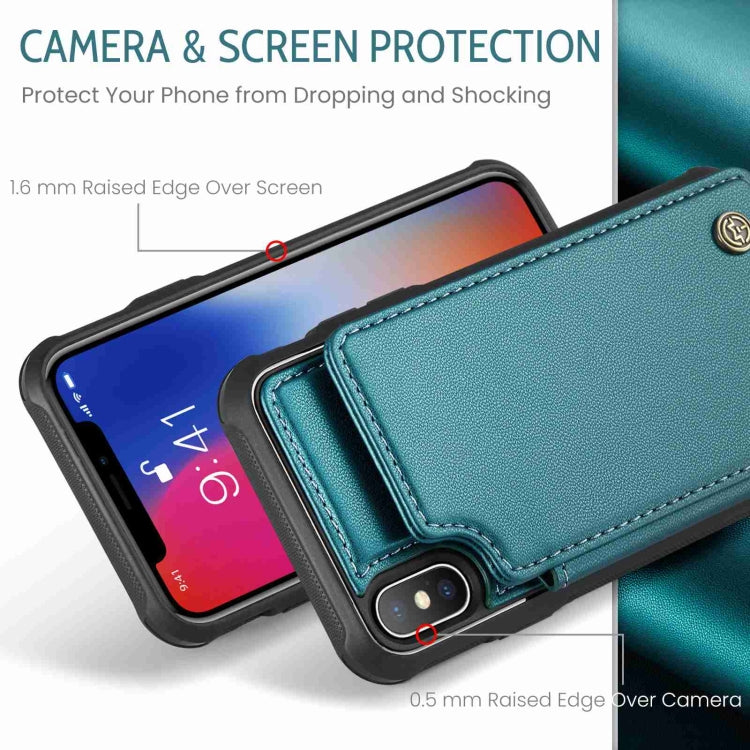 For iPhone XS / X CaseMe C22 Card Slots Holder RFID Anti-theft Phone Case(Blue Green) - More iPhone Cases by CaseMe | Online Shopping UK | buy2fix