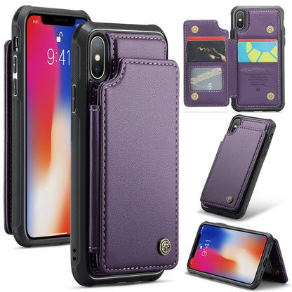 For iPhone XS / X CaseMe C22 Card Slots Holder RFID Anti-theft Phone Case(Purple) - More iPhone Cases by CaseMe | Online Shopping UK | buy2fix