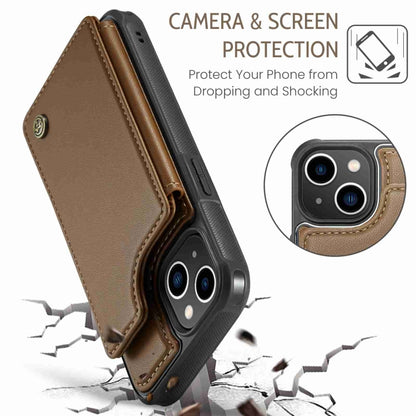 For iPhone 13 CaseMe C22 Card Slots Holder RFID Anti-theft Phone Case(Brown) - iPhone 13 Cases by CaseMe | Online Shopping UK | buy2fix