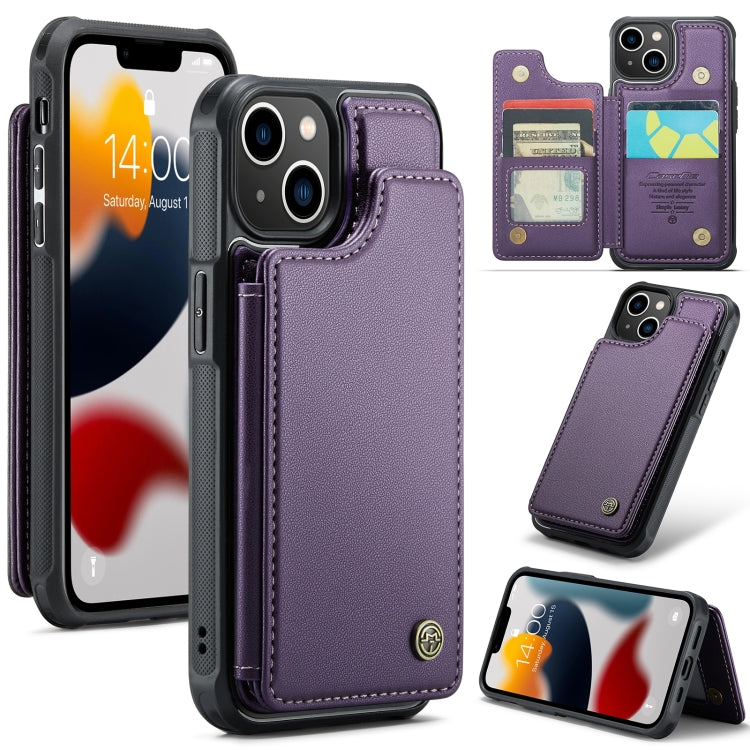 For iPhone 13 CaseMe C22 Card Slots Holder RFID Anti-theft Phone Case(Purple) - iPhone 13 Cases by CaseMe | Online Shopping UK | buy2fix