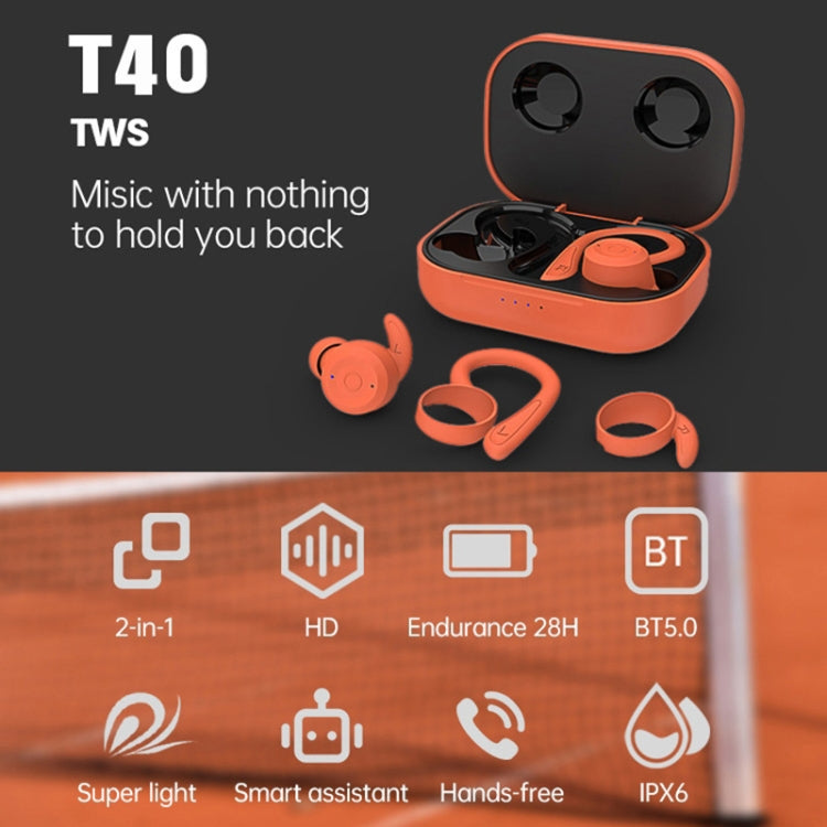 T&G T40 TWS IPX6 Waterproof Hanging Ear Wireless Bluetooth Earphones with Charging Box(Pink) - TWS Earphone by T&G | Online Shopping UK | buy2fix