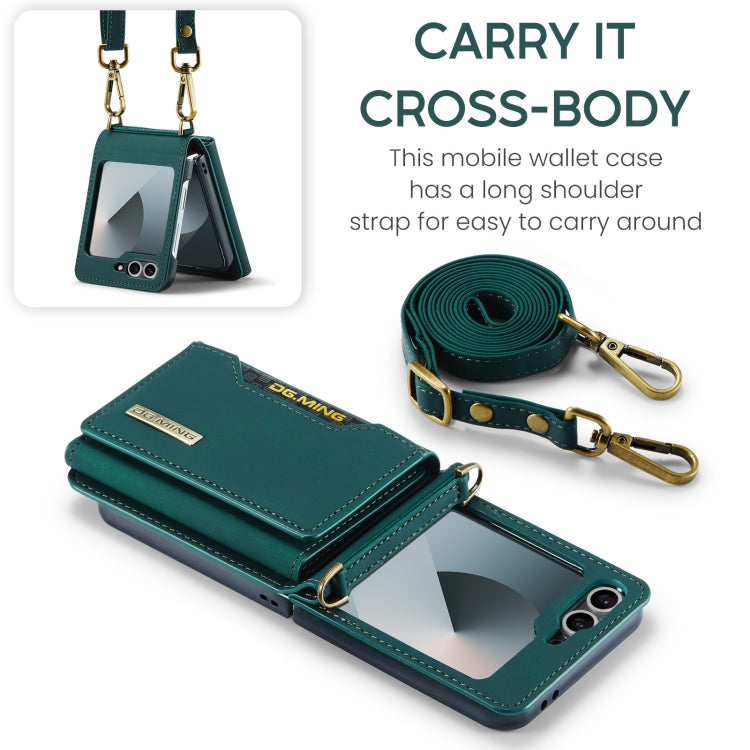 For Samsung Galaxy Z Flip6 DG.MING M2 Series Card Bag Magnetic Leather Phone Case(Green) - Galaxy Z Flip6 5G Cases by DG.MING | Online Shopping UK | buy2fix