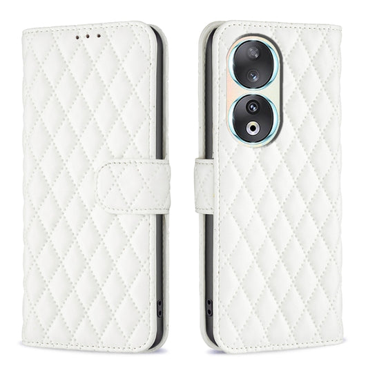 For Honor 90 5G Diamond Lattice Wallet Flip Leather Phone Case(White) - Honor Cases by buy2fix | Online Shopping UK | buy2fix