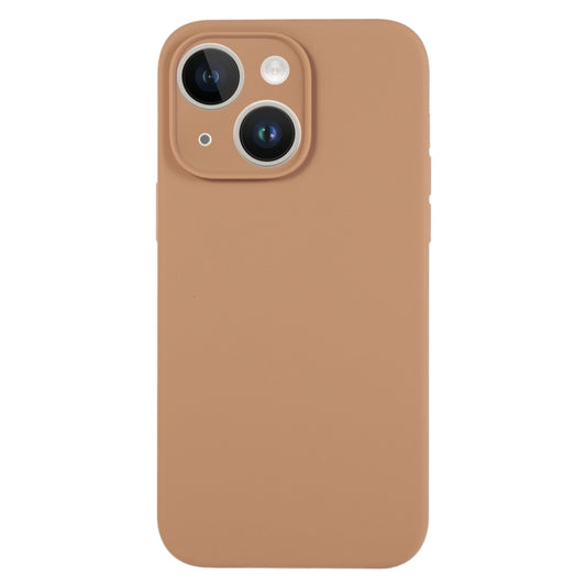 For iPhone 14 Plus Pure Color Liquid Silicone Fine Pore Phone Case(Light Brown) - iPhone 14 Plus Cases by buy2fix | Online Shopping UK | buy2fix