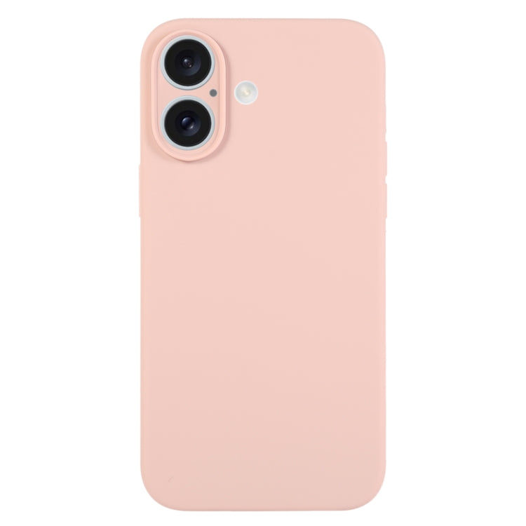 For iPhone 16 Pure Color Liquid Silicone Fine Pore Phone Case(Sand Pink) - iPhone 16 Cases by buy2fix | Online Shopping UK | buy2fix