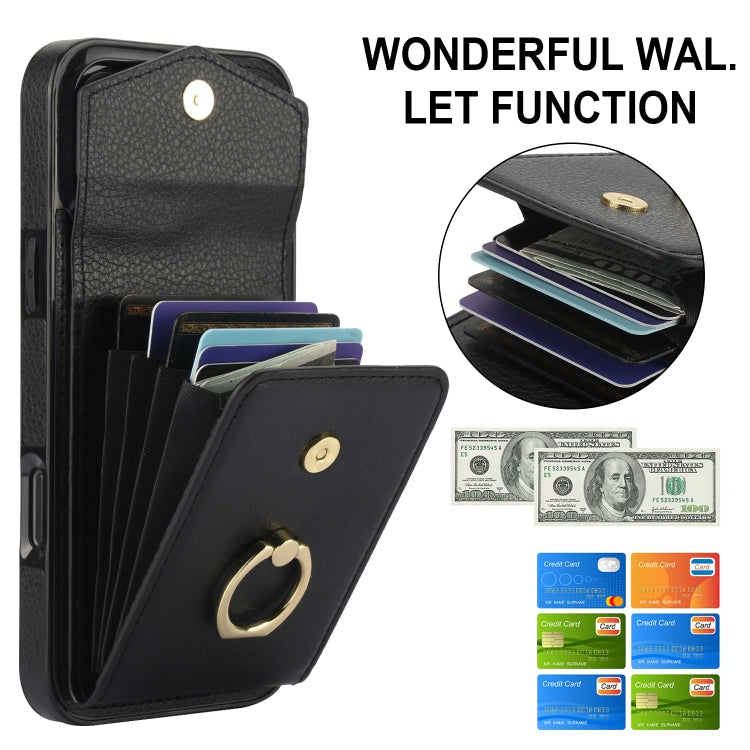 For iPhone 16 Pro Ring Holder RFID Card Slot Phone Case(Black) - iPhone 16 Pro Cases by buy2fix | Online Shopping UK | buy2fix