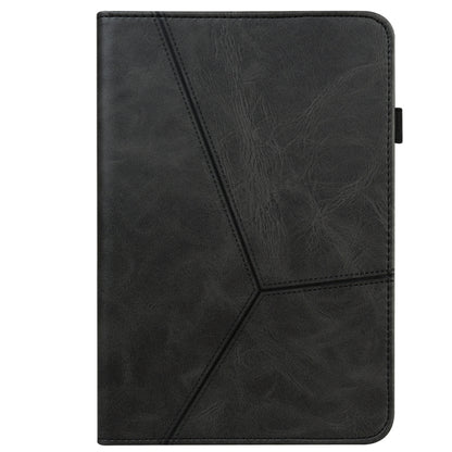 For Samsung Galaxy Tab S9+ / S9 FE+ Solid Color Stripe Embossed Leather Tablet Case(Black) - Galaxy Tab S9 FE+ by buy2fix | Online Shopping UK | buy2fix