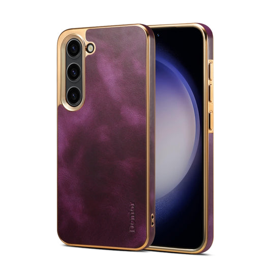 For Samsung Galaxy S23+ 5G Denior Oil Wax Leather Electroplating Phone Case(Purple) - Galaxy S23+ 5G Cases by Denior | Online Shopping UK | buy2fix