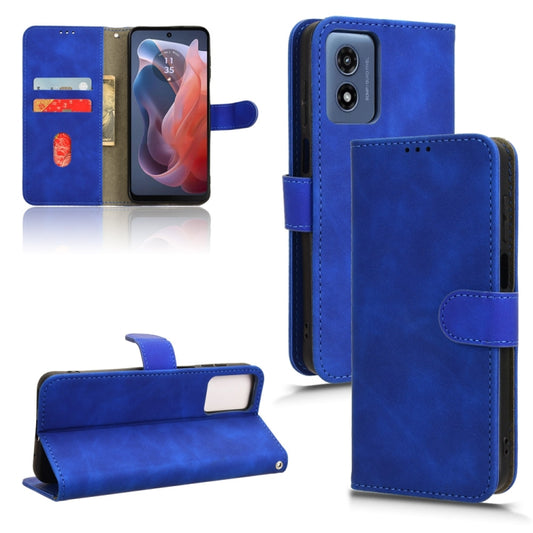 For Motorola Moto G Paly 4G 2024 Skin Feel Magnetic Flip Leather Phone Case(Blue) - Motorola Cases by buy2fix | Online Shopping UK | buy2fix