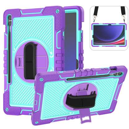 For Samsung Galaxy Tab S9+ 360 Degree Rotation PC Contrast Silicone Tablet Case(Purple + Mint Green) - Galaxy Tab S9+ Cases by buy2fix | Online Shopping UK | buy2fix