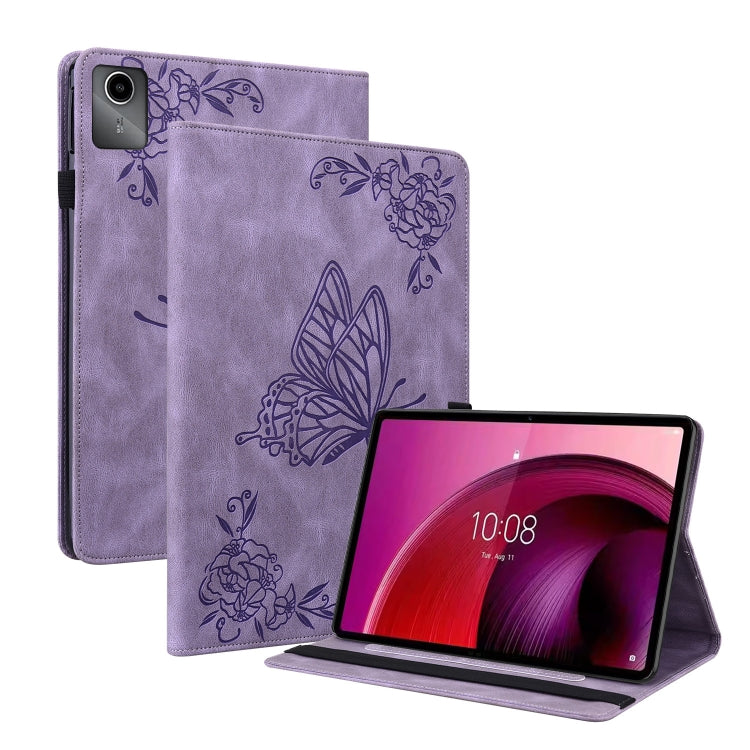 For Lenovo Tab M11/Xiaoxin Pad 11 2024 Butterfly Flower Embossed Leather Tablet Case(Purple) - Lenovo by buy2fix | Online Shopping UK | buy2fix