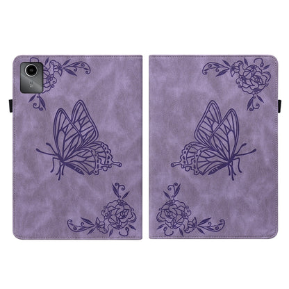 For Lenovo Tab M11/Xiaoxin Pad 11 2024 Butterfly Flower Embossed Leather Tablet Case(Purple) - Lenovo by buy2fix | Online Shopping UK | buy2fix