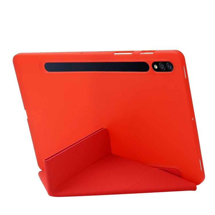 For Samsung Galaxy Tab S9+ Deformation Silicone Leather Tablet Case(Red) - Galaxy Tab S9+ Cases by buy2fix | Online Shopping UK | buy2fix