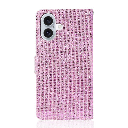 For iPhone 16 Glitter Powder Filp Leather Phone Case(Pink) - iPhone 16 Cases by buy2fix | Online Shopping UK | buy2fix