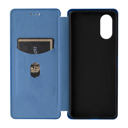 For Sony Xperia 10 VI 2024 Carbon Fiber Texture Flip Leather Phone Case(Blue) - Sony Cases by buy2fix | Online Shopping UK | buy2fix