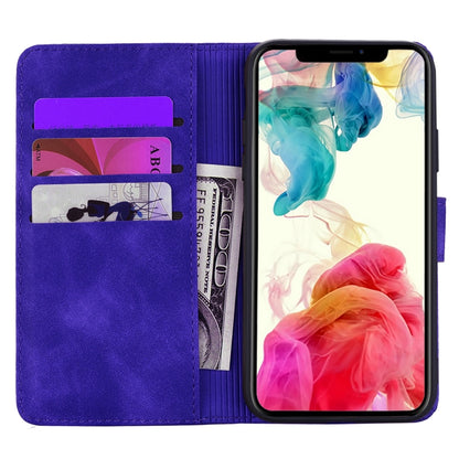 For iPhone 16 Mandala Embossed Dual-Fold Calf Leather Phone Case(Purple) - iPhone 16 Cases by buy2fix | Online Shopping UK | buy2fix