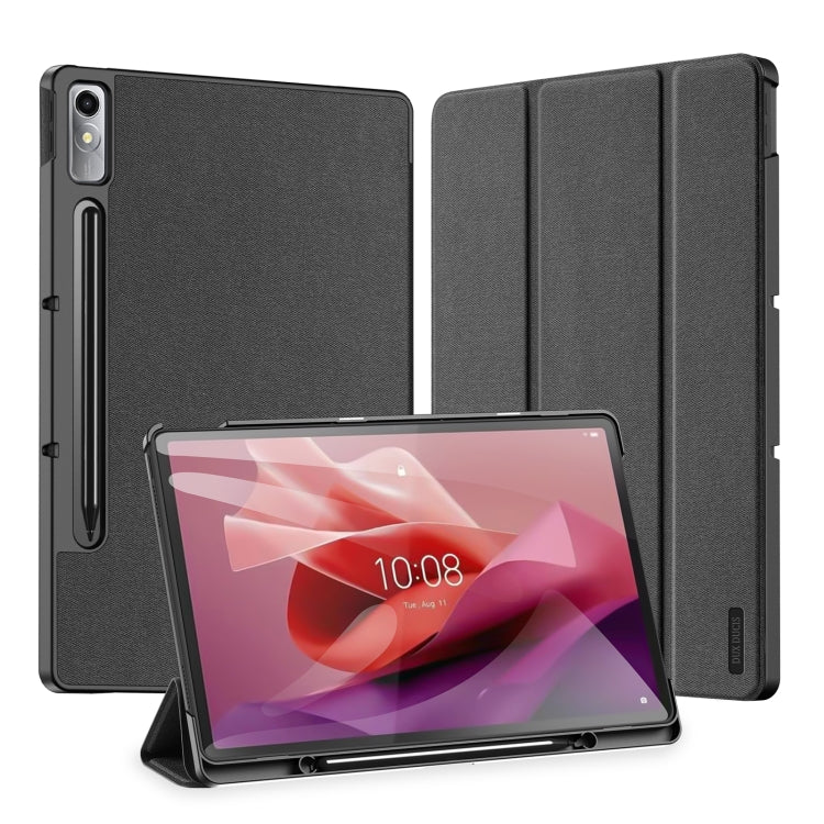 For Lenovo Tab P12 12.7 2023 DUX DUCIS Domo Series Magnetic Flip Leather Tablet Case(Black) - Lenovo by DUX DUCIS | Online Shopping UK | buy2fix