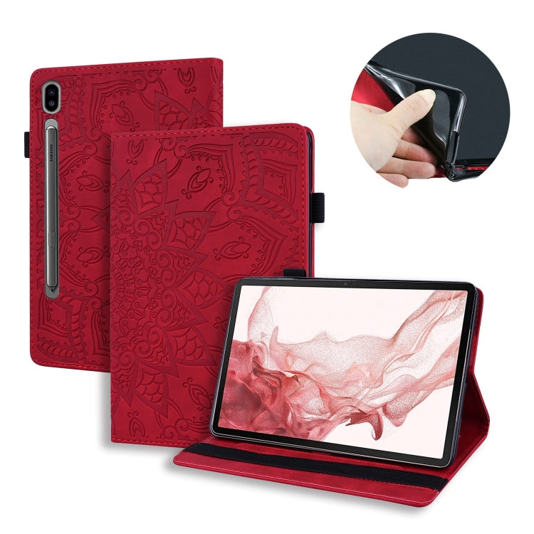 For Samsung Galaxy Tab S9 FE Calf Texture Embossed Leather Tablet Case(Red) - Galaxy Tab S9 FE by buy2fix | Online Shopping UK | buy2fix