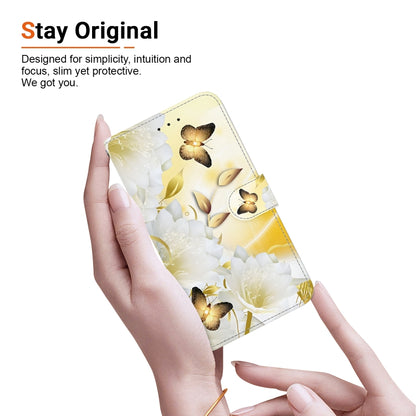 For iPhone SE 2024 Crystal Texture Colored Drawing Leather Phone Case(Gold Butterfly Epiphyllum) - More iPhone Cases by buy2fix | Online Shopping UK | buy2fix