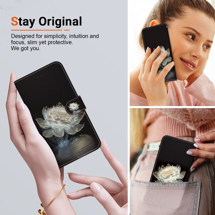 For iPhone 16 Pro Crystal Texture Colored Drawing Leather Phone Case(Crystal Peony) - iPhone 16 Pro Cases by buy2fix | Online Shopping UK | buy2fix