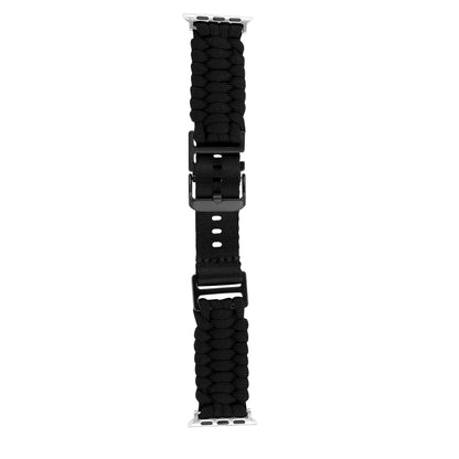 For Apple Watch Ultra 2 49mm Paracord Plain Braided Webbing Buckle Watch Band(Black) - Watch Bands by buy2fix | Online Shopping UK | buy2fix