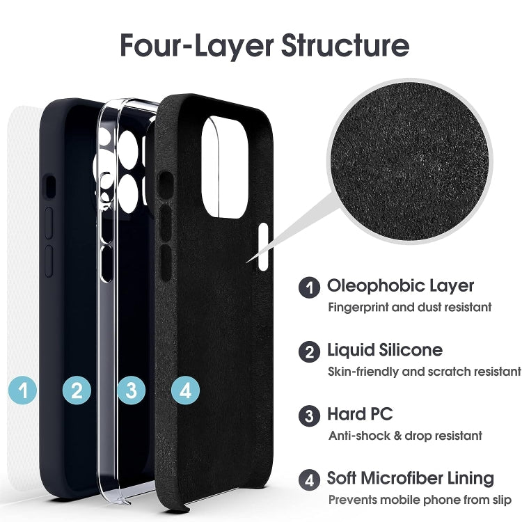 For iPhone 16 Microfiber Liquid Silicone Shockproof Phone Case(Black) - iPhone 16 Cases by buy2fix | Online Shopping UK | buy2fix