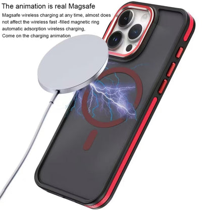 For iPhone 13 Pro Max Two-color Frosted MagSafe Magnetic Phone Case(Red) - iPhone 13 Pro Max Cases by buy2fix | Online Shopping UK | buy2fix