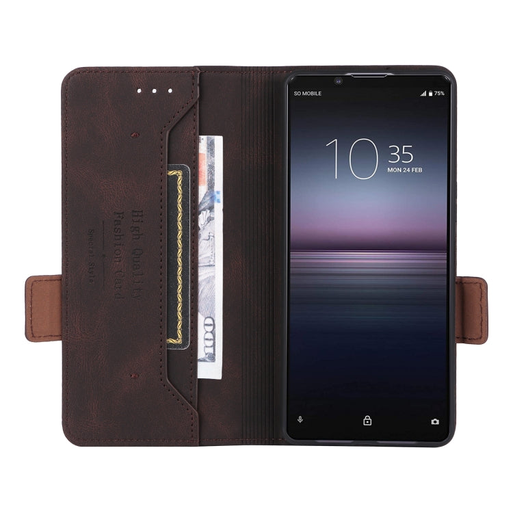 For Sony Xperia 1 VI 2024 Magnetic Clasp Leather Phone Case(Brown) - Sony Cases by buy2fix | Online Shopping UK | buy2fix