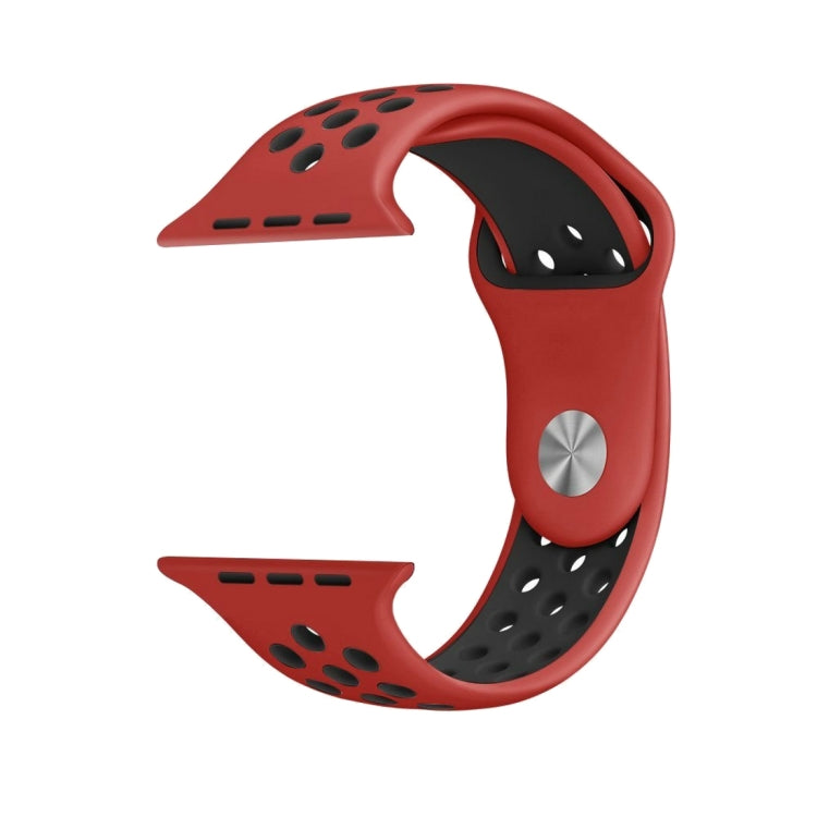 For Apple Watch Series 7 41mm / 6 & SE & 5 & 4 40mm / 3 & 2 & 1 38mm Sport Silicone Watch Band Standard Edition(Red Black) - Watch Bands by buy2fix | Online Shopping UK | buy2fix