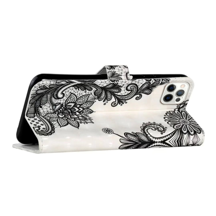 For iPhone 16 Pro Oil Embossed 3D Drawing Leather Phone Case(Lace Flower) - iPhone 16 Pro Cases by buy2fix | Online Shopping UK | buy2fix