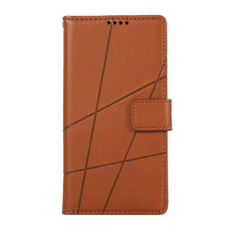 For Xiaomi 14 Ultra PU Genuine Leather Texture Embossed Line Phone Case(Brown) - 14 Ultra Cases by buy2fix | Online Shopping UK | buy2fix