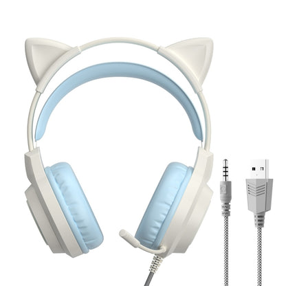 G35 Cute Cat RGB Head-mounted Wired Gaming Earphone(Blue) - Multimedia Headset by buy2fix | Online Shopping UK | buy2fix