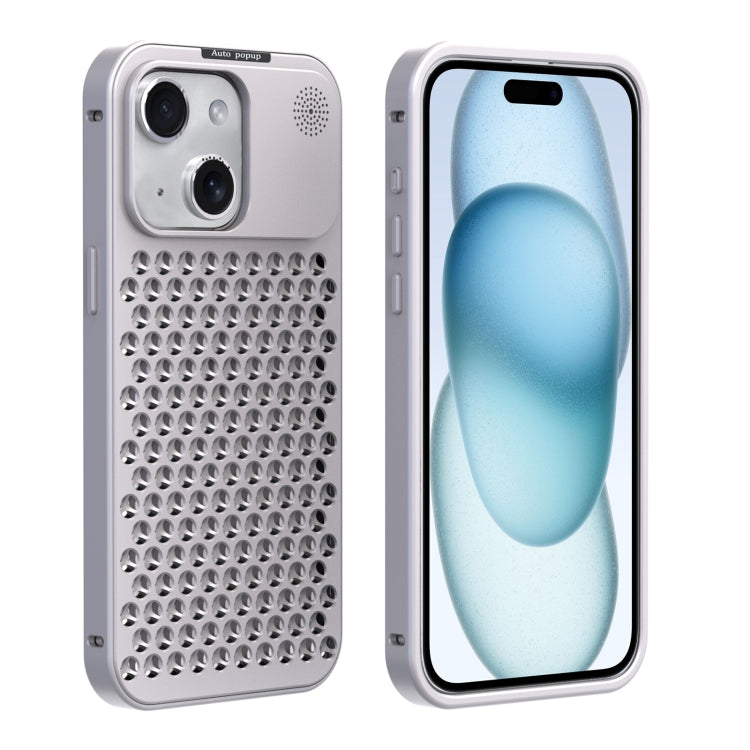 For iPhone 15 R-JUST RJ58 Aromatherapy Metal Cooling Phone Case(Silver) - iPhone 15 Cases by R-JUST | Online Shopping UK | buy2fix