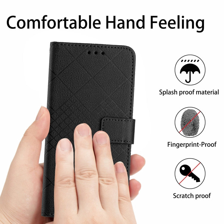 For iPhone 16 Pro Rhombic Grid Texture Leather Phone Case(Black) - iPhone 16 Pro Cases by buy2fix | Online Shopping UK | buy2fix