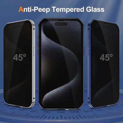 For iPhone 16 Pro Max Anti-peeping Magnetic Double-sided Tempered Glass Phone Case(Silver) - iPhone 16 Pro Max Cases by buy2fix | Online Shopping UK | buy2fix