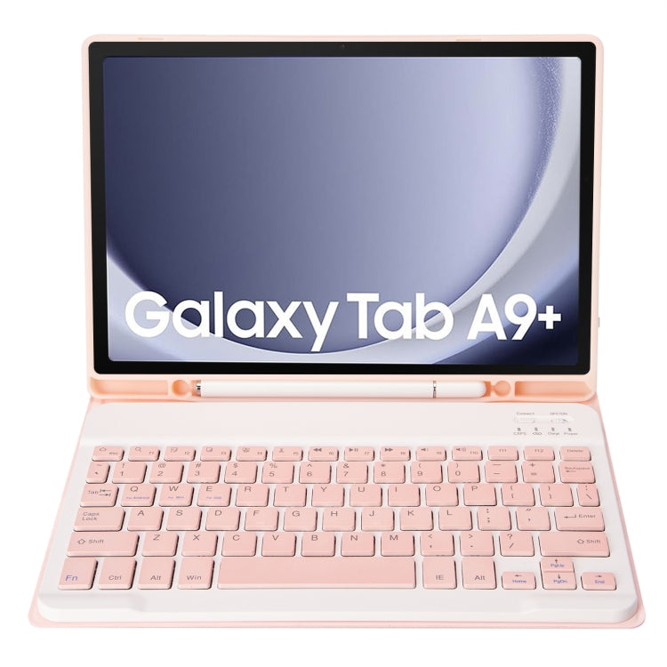 For Samsung Galaxy Tab A9+ X210/X215/X215 A09B Candy Color TPU Bluetooth Keyboard Leather Tablet Case with Pen Holder(Pink) - Samsung Keyboard by buy2fix | Online Shopping UK | buy2fix