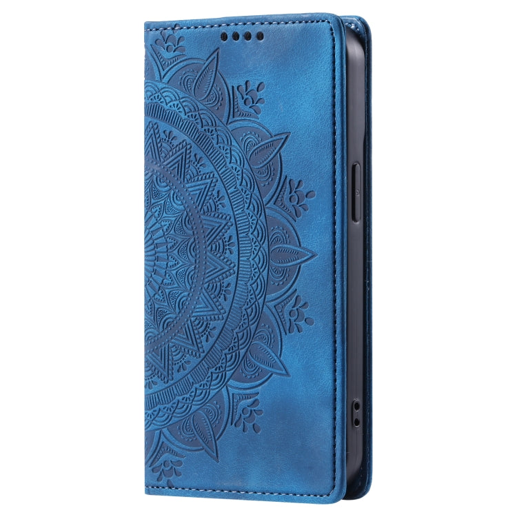 For iPhone 16 Pro Max Totem Embossed Magnetic Leather Phone Case(Blue) - iPhone 16 Pro Max Cases by buy2fix | Online Shopping UK | buy2fix