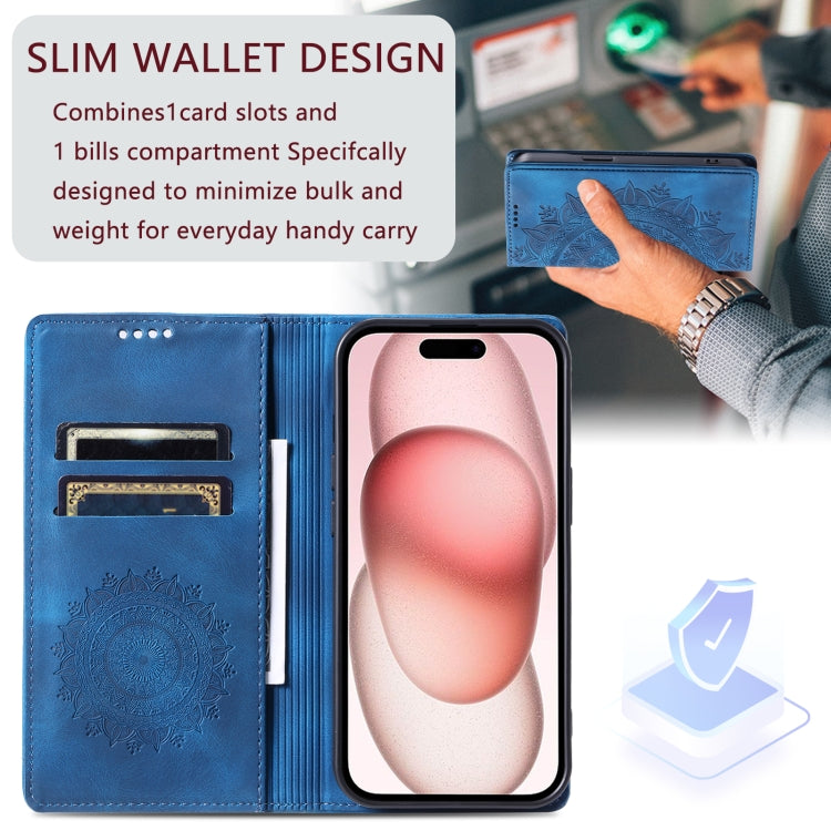 For iPhone 16 Pro Totem Embossed Magnetic Leather Phone Case(Blue) - iPhone 16 Pro Cases by buy2fix | Online Shopping UK | buy2fix