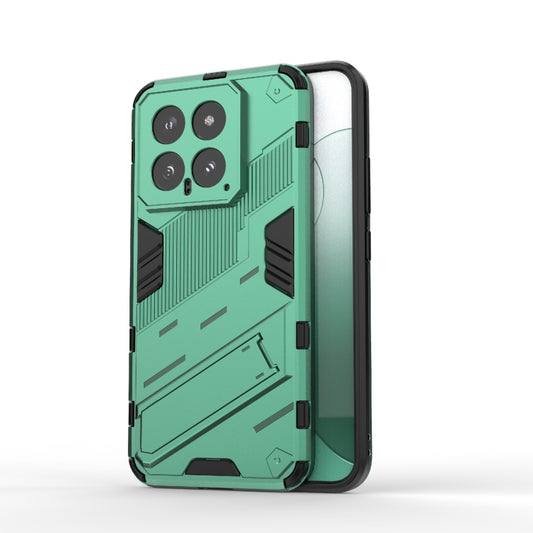 For Xiaomi 14 5G Punk Armor 2 in 1 PC + TPU Phone Case with Holder(Green) - 14 Cases by buy2fix | Online Shopping UK | buy2fix