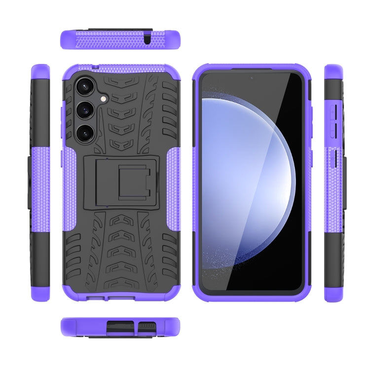 For Samsung Galaxy S23 FE 5G Tire Texture TPU + PC Phone Case with Holder(Purple) - Galaxy S23 FE 5G Cases by buy2fix | Online Shopping UK | buy2fix