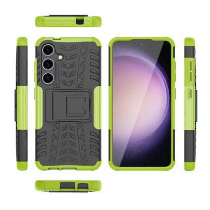 For Samsung Galaxy S24 5G Tire Texture TPU + PC Phone Case with Holder(Green) - Galaxy S24 5G Cases by buy2fix | Online Shopping UK | buy2fix