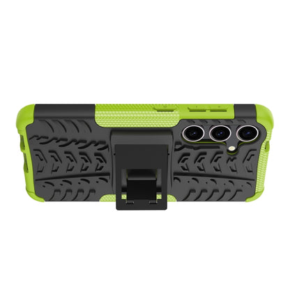 For Samsung Galaxy S24 5G Tire Texture TPU + PC Phone Case with Holder(Green) - Galaxy S24 5G Cases by buy2fix | Online Shopping UK | buy2fix